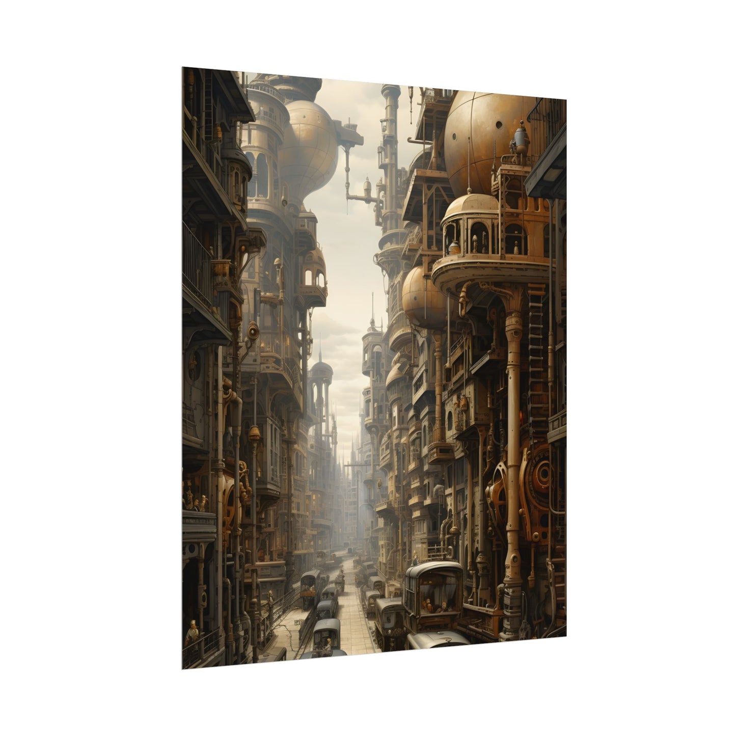 Steampunk Cityscape: A Glimpse into Jules Verne's Paris - Poster