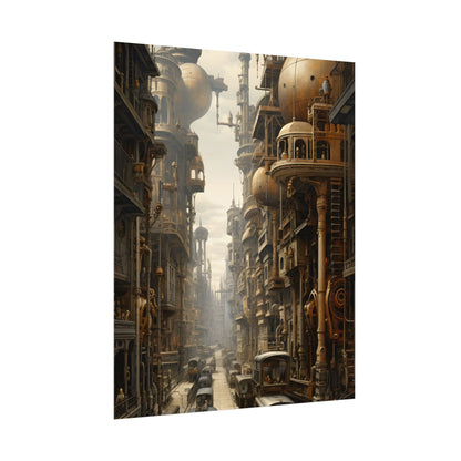 Steampunk Cityscape: A Glimpse into Jules Verne's Paris - Poster