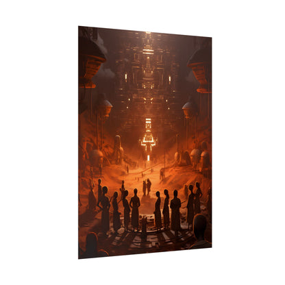 Vibrant Futuristic Tribal Gathering: Digital Art - Poster