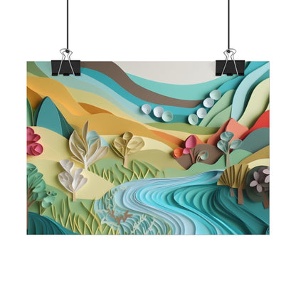 Magical Peaceful Beach: Realistic Paper Quilling Art - Poster