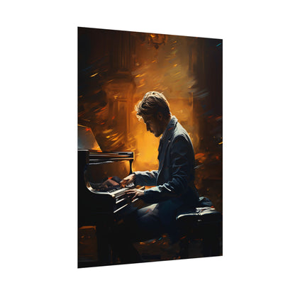 Mysterious Piano Portrait: A Dramatic Musical Masterpiece - Poster