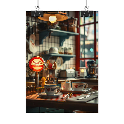 Retro Warmth: Cozy Lukes Diner Coffee Scene Art - Poster