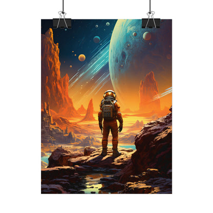 Futuristic Wilderness Explorer: Solo Journey in the Unknown - Poster