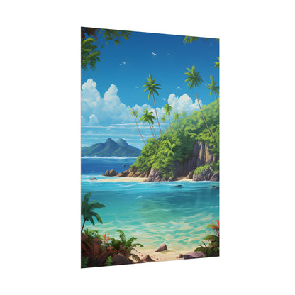 Tranquil Tropical Paradise: Calming Island Scene Art - Poster