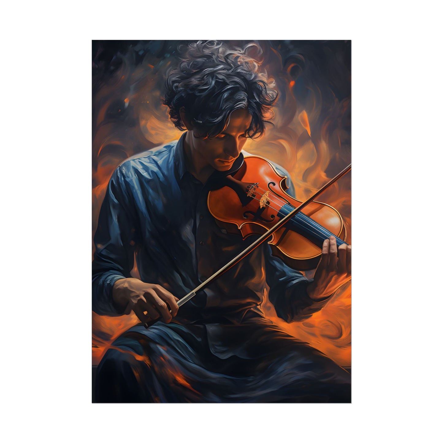 Mysterious Musician Portrait: Enigmatic Eyes Artwork - Poster