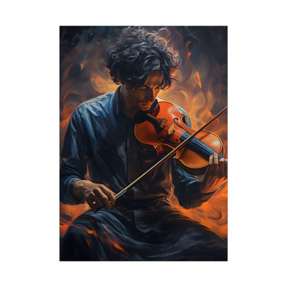 Mysterious Musician Portrait: Enigmatic Eyes Artwork - Poster