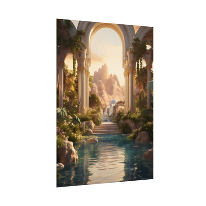Desert Oasis: Arabian Nights-Inspired Artwork at Golden Hour - Poster