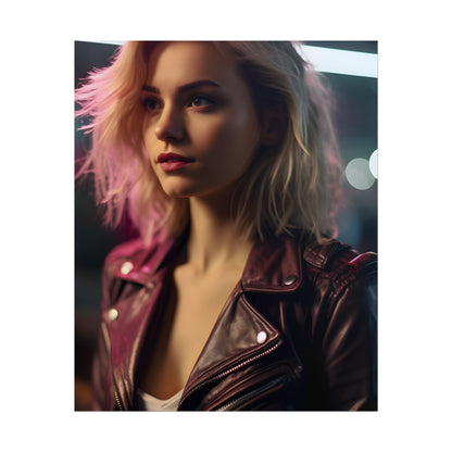 Cyberpunk Teen Close-Up: Digital Artwork - Poster