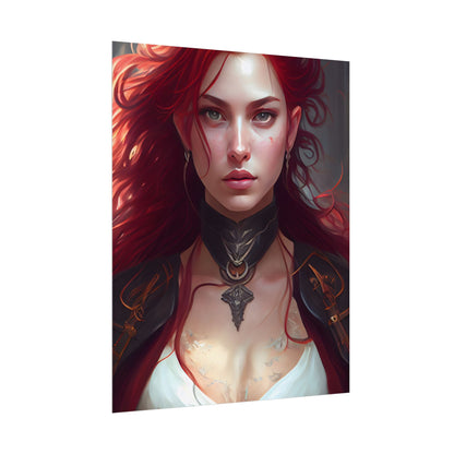 Red Hair Beauty: Elegant Woman in Black - Poster