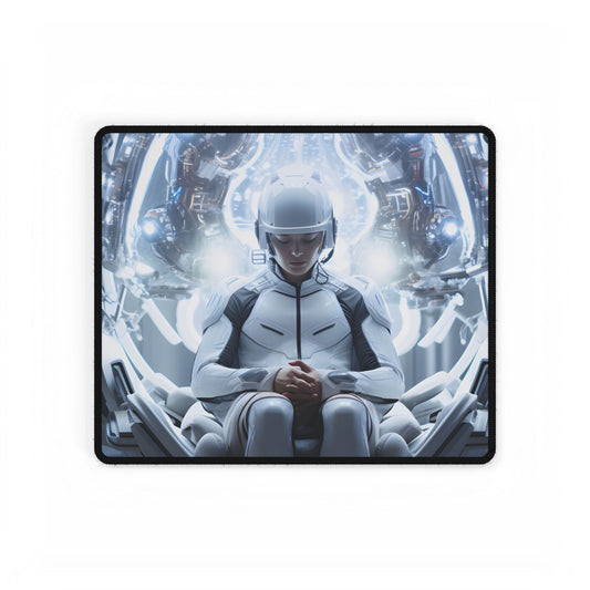Elderly Man in a Complex Web: Medical Experiment Artwork - Desk Mat