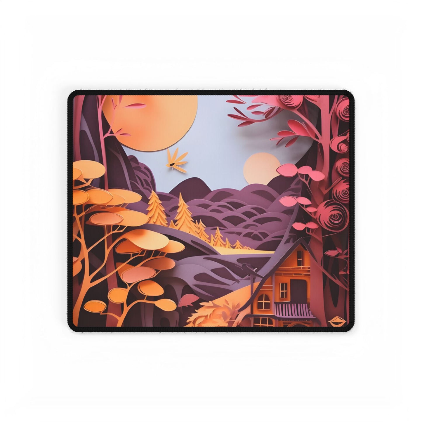 Colorful American Landscape: Paper Quilling Artwork in Full Bloom - Desk Mat