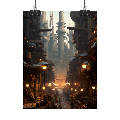 Post-Apocalyptic Steampunk City: Dystopian Artwork - Poster