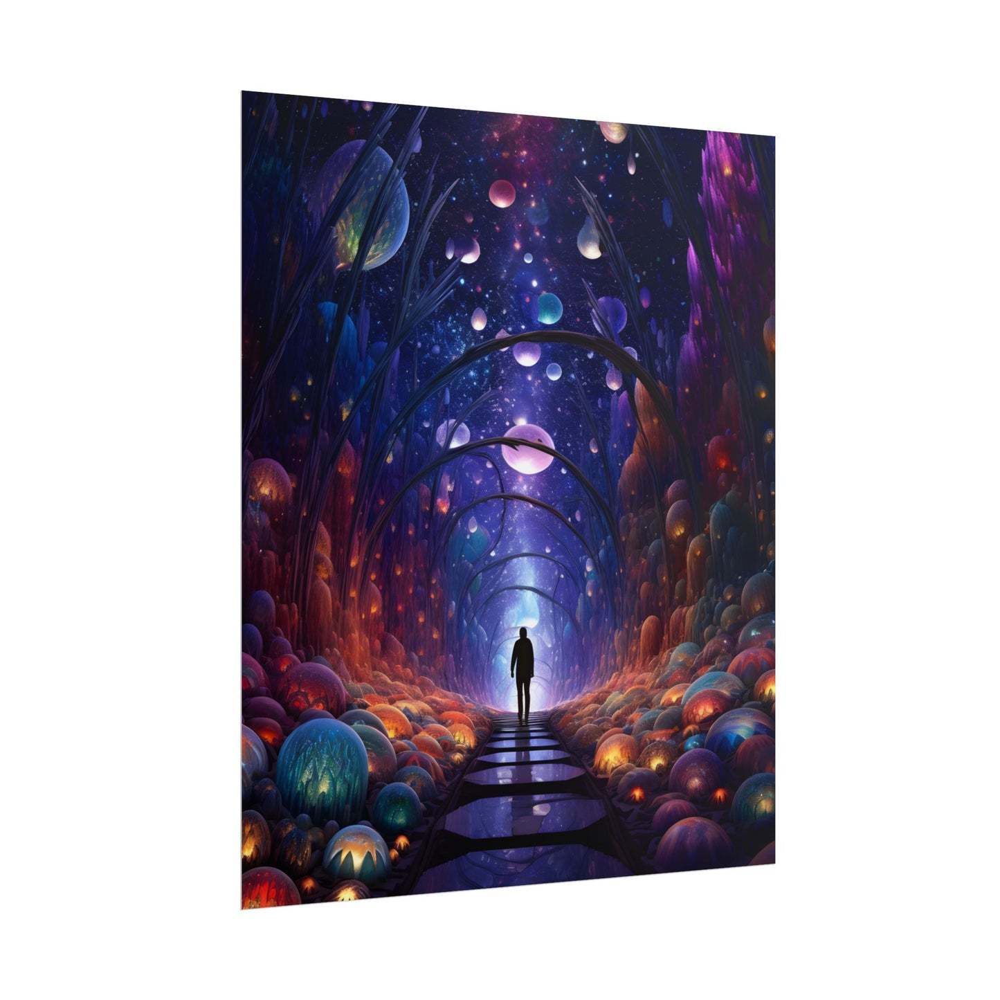 Celestial Art Gallery: Indoor Space with Starry Canvas - Poster