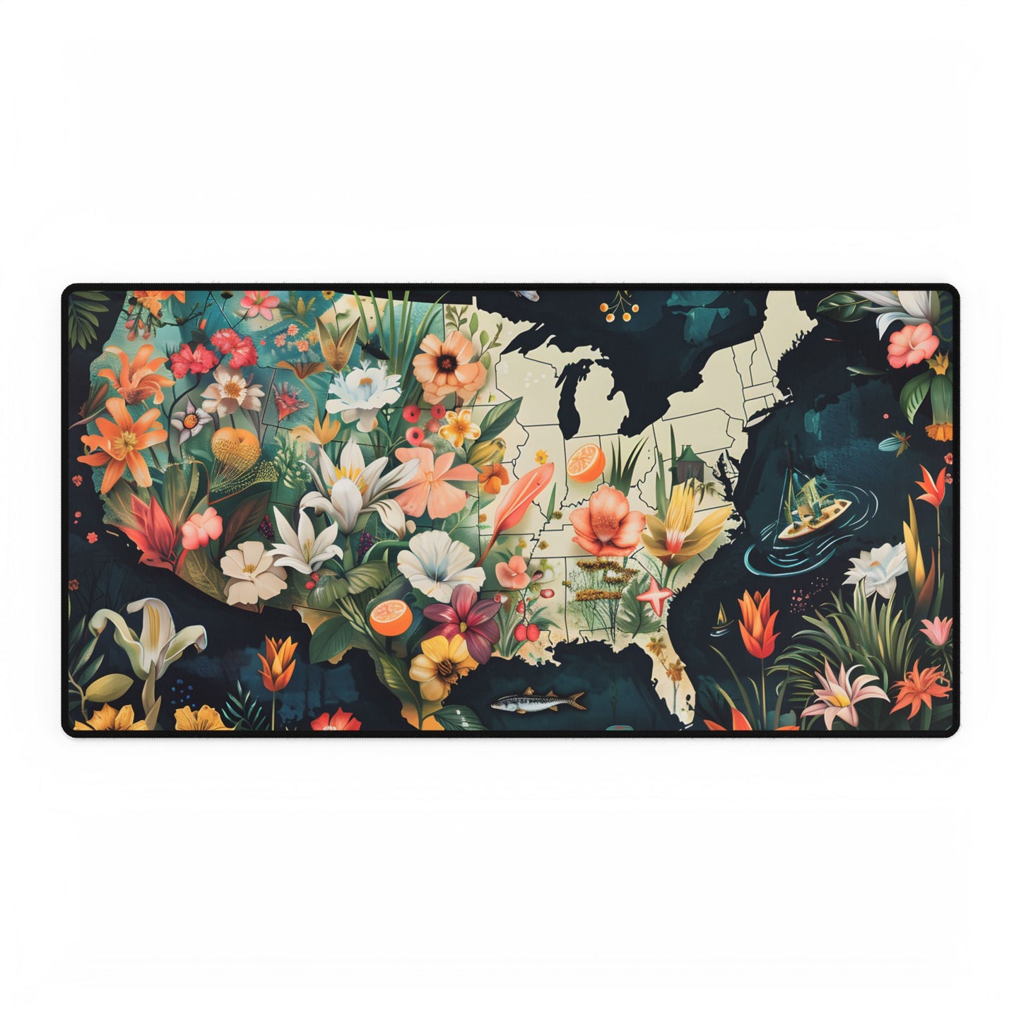 Beautiful Florida State Map: Vibrant Geographic Artwork - Desk Mat