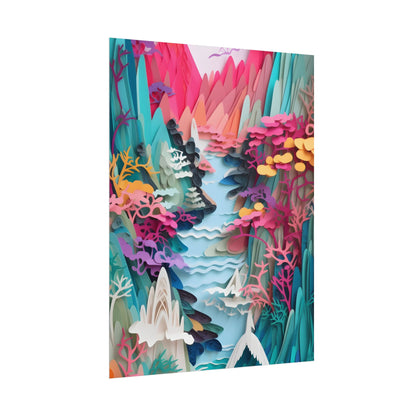 Japanese Paper Quilling Craft: Vibrant Landscape Art - Poster