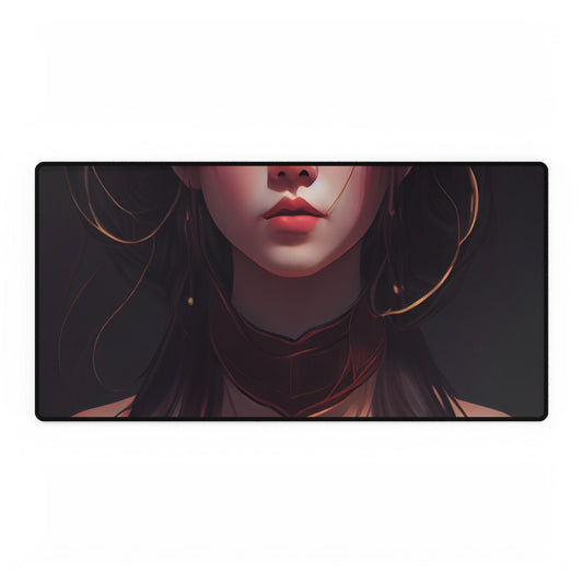 Intense Female Portrait: Brown Hair Beauty - Desk Mat