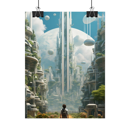 Dystopian Utopia: Futuristic Cityscape Under Oppression - Poster