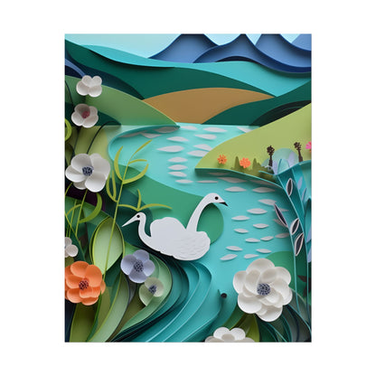 Vibrant Paper Quilling Island: A Beautiful Tropical Landscape - Poster