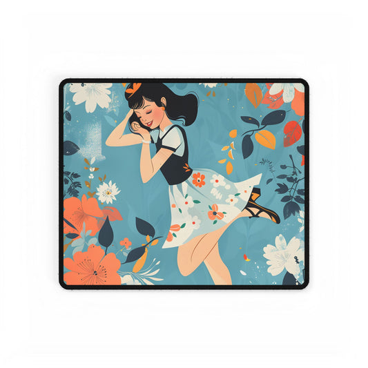 Retro Pin-Up Girl: Vintage Artwork Print - Desk Mat
