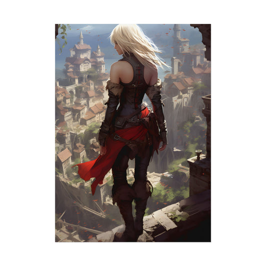 Blonde Anime Bloom: Calming Outdoor Artwork - Poster