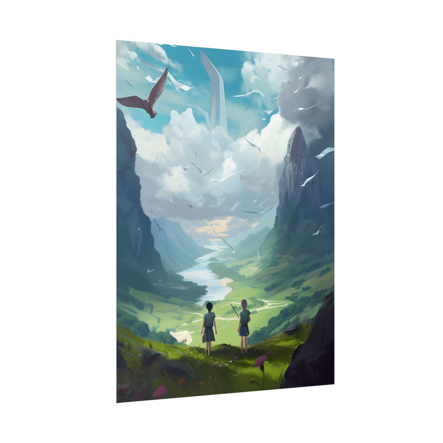 Tranquil Meadow Figures: Realistic Painting of People - Poster