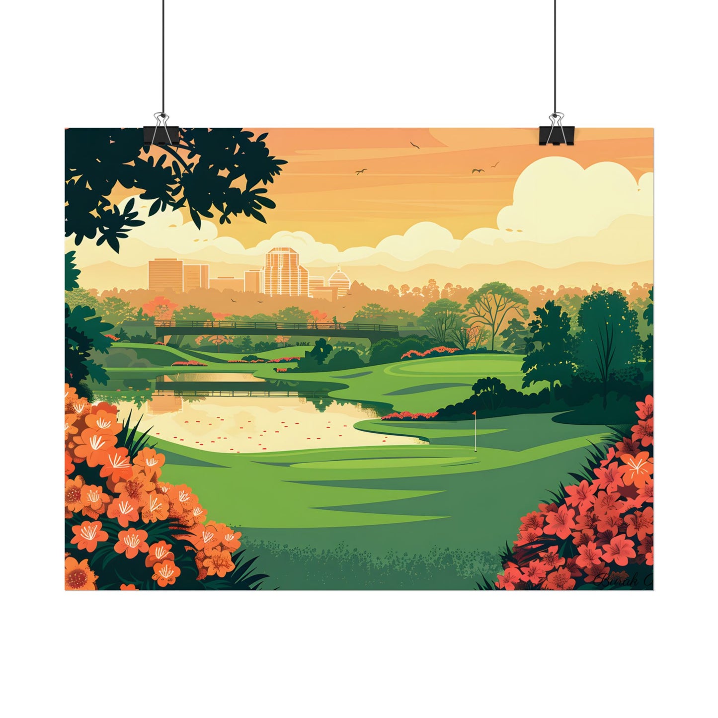 Retro Golf Illustration: Augusta National Georgia - Poster