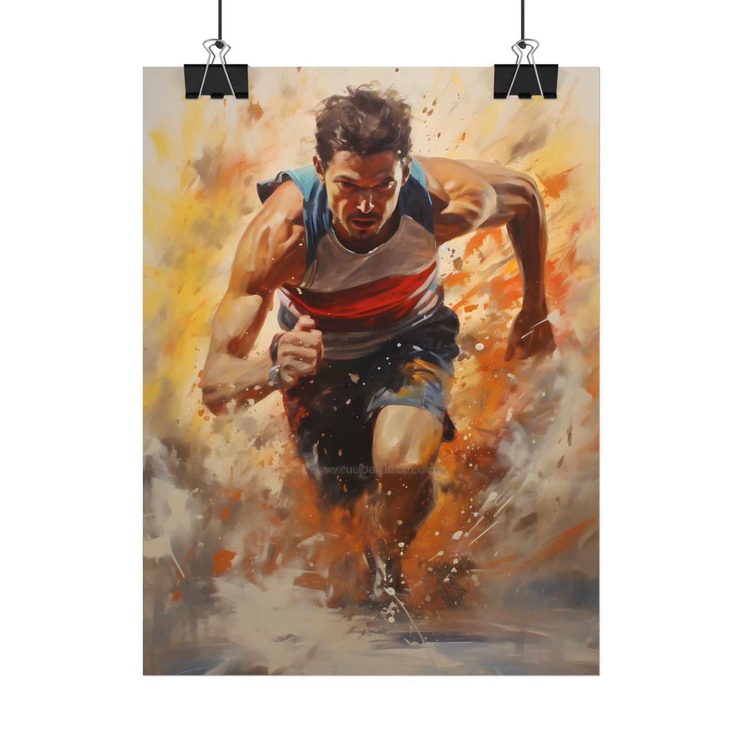 Passionate Athlete in Motion: Determined Sports Art - Poster