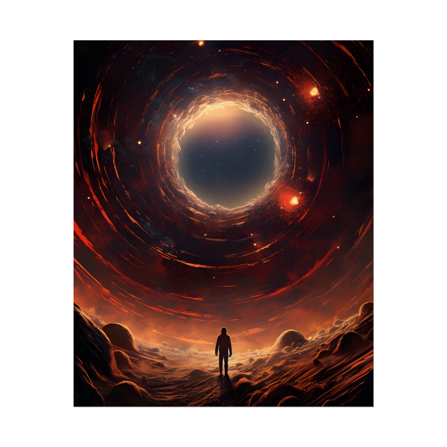 Black Hole Cosmic: A Realistic Digital Artwork of a Planet in Orbit - Poster