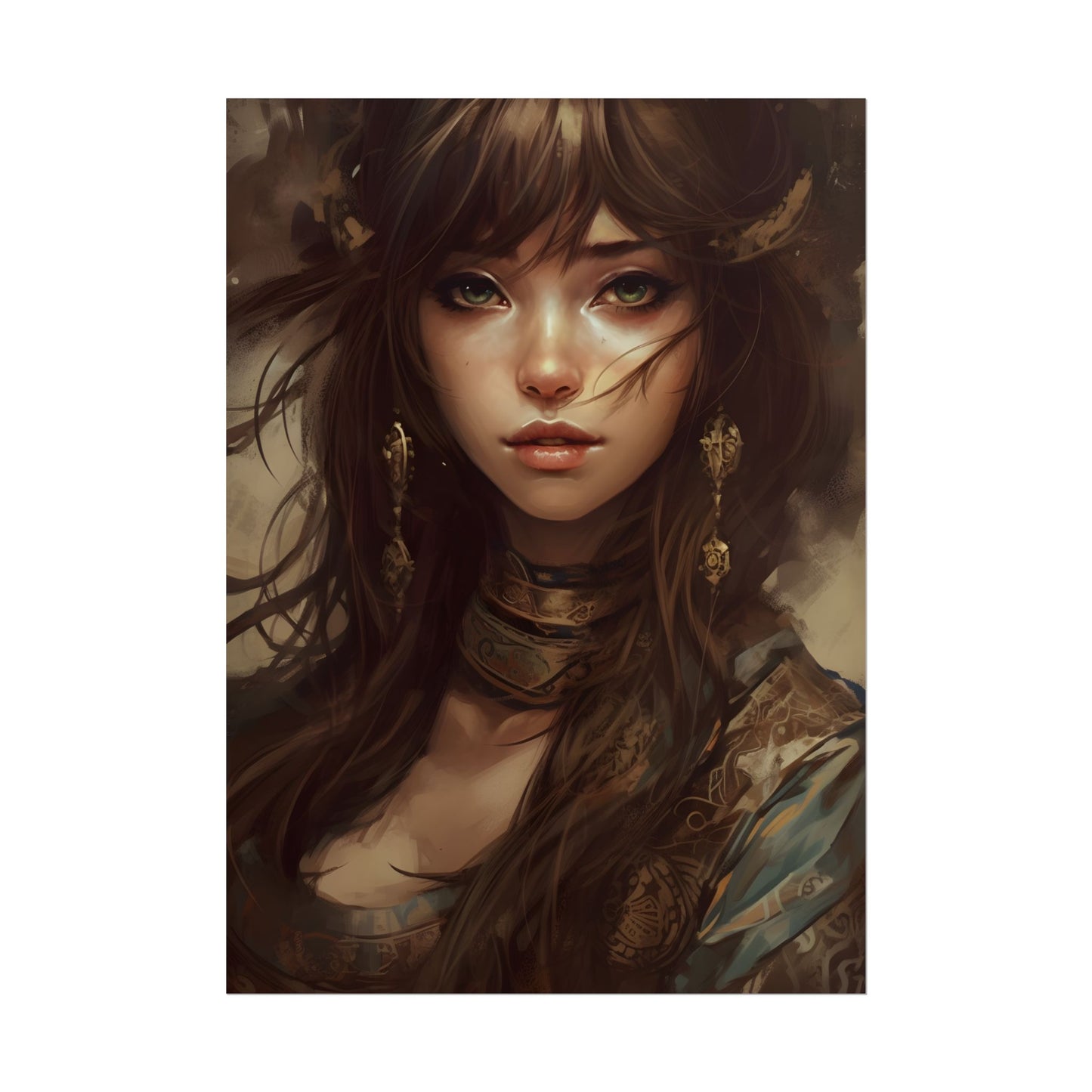 Enchanting Brunette Portrait: Gentle Beauty - Poster