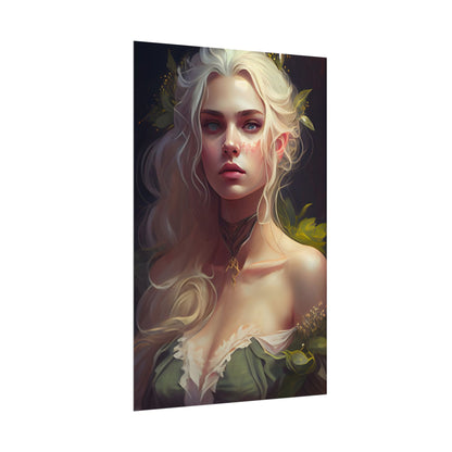 Detailed Blonde Female Portrait: Red Top Artwork - Poster