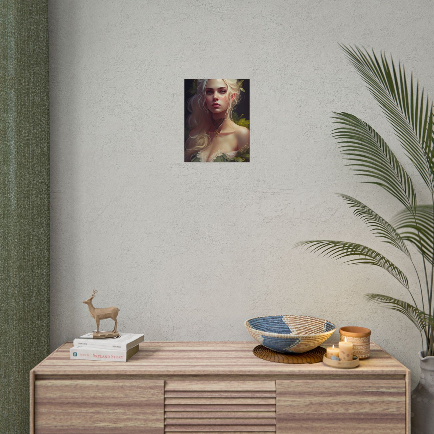 Detailed Blonde Female Portrait: Red Top Artwork - Poster