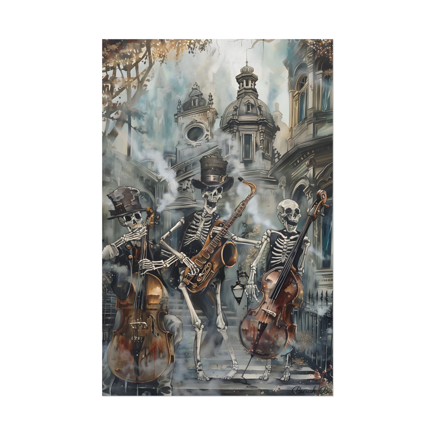 Victorian Lowbrow Jazz: Skeleton Band in Artistic Swing - Poster