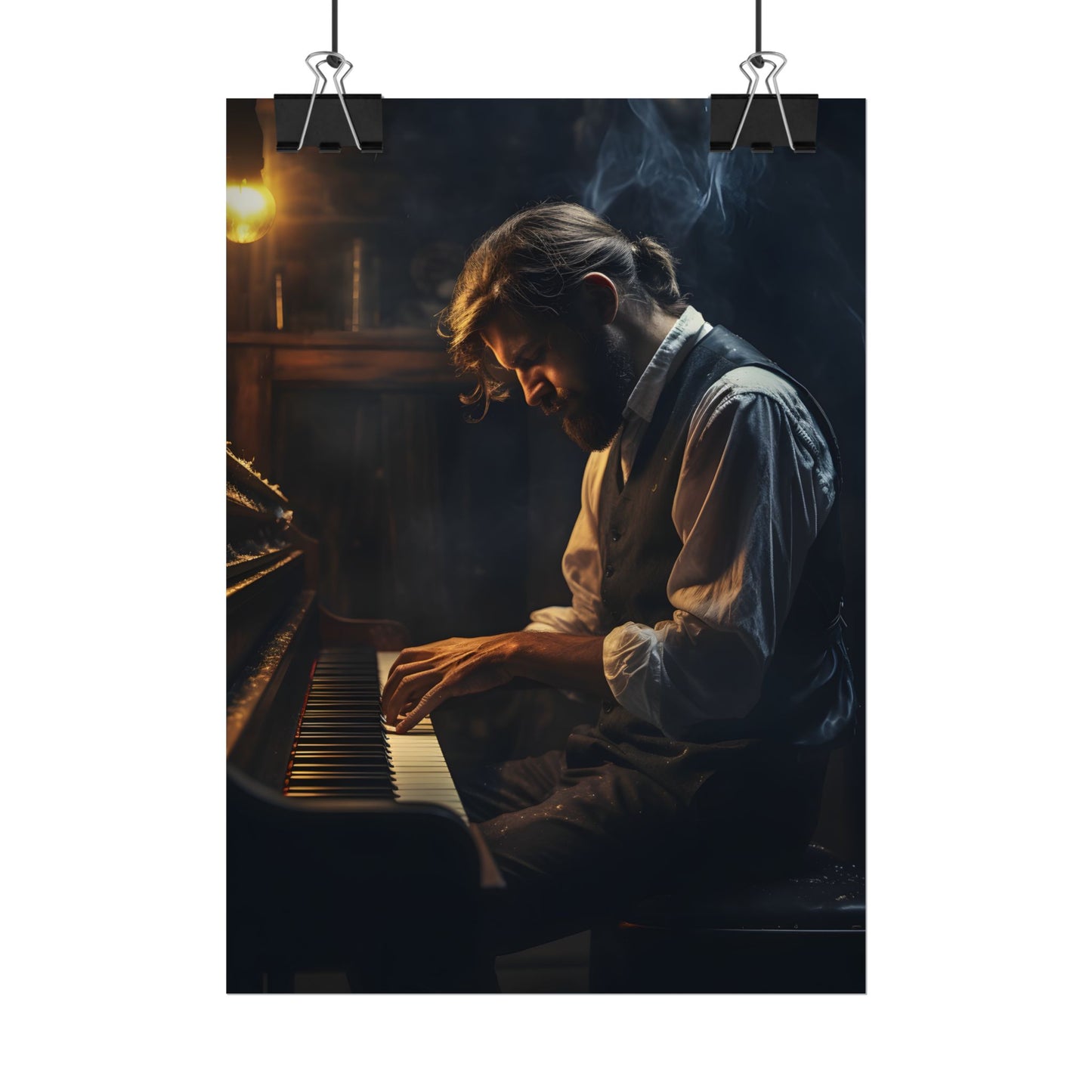 Mysterious Piano Maestro: Musical Artwork - Poster