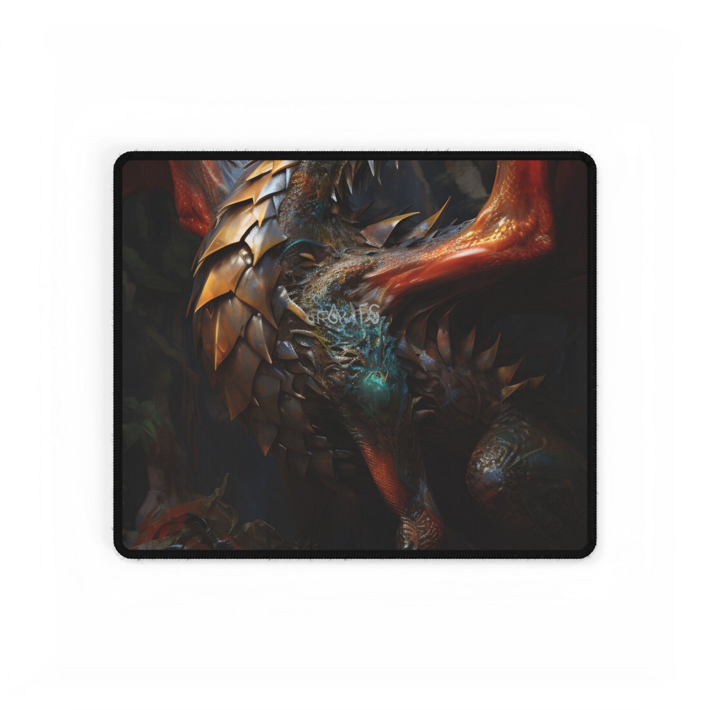 Fantasy Dragon Guardian Art: Ancient Dragon in its Lair - Desk Mat