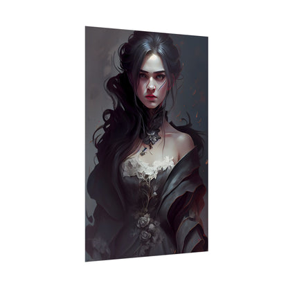 Black Haired Female Portrait: Elegant Outdoor Beauty - Poster