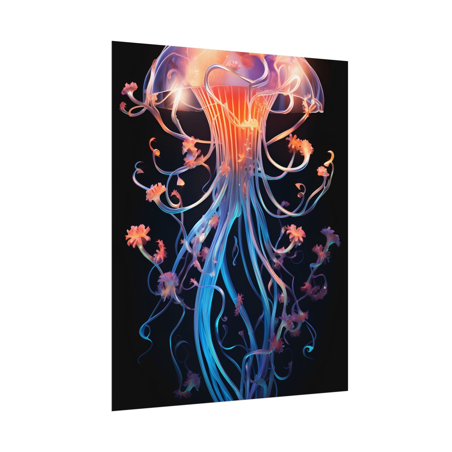 Bioluminescent Oceanic Ballet: Elegantly Poised Dancer in Underwater Performance - Poster