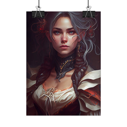 Glamorous Mid-20s Female Portrait: Black Hair Artwork - Poster