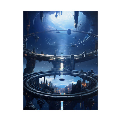 Aetherial Space Station: Massive, Futuristic Space Station in Orbit - Poster