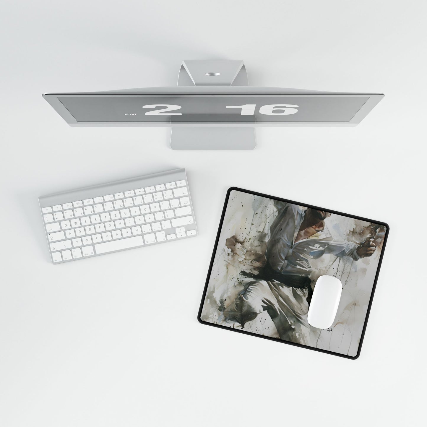 Watercolor Artwork: Man Dancing in Dynamic Movement - Desk Mat