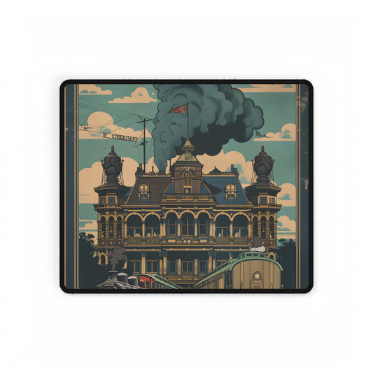 Vintage Farhampton Train Station Sign: Classic Railroad Art - Desk Mat