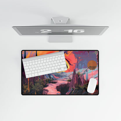 Surreal Eye: Vibrant Landscape Digital Art - Desk Mat