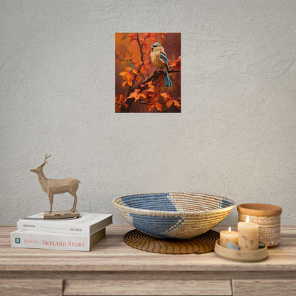 Vibrant Oak Branch: Colorful Oil Painting Artwork - Poster