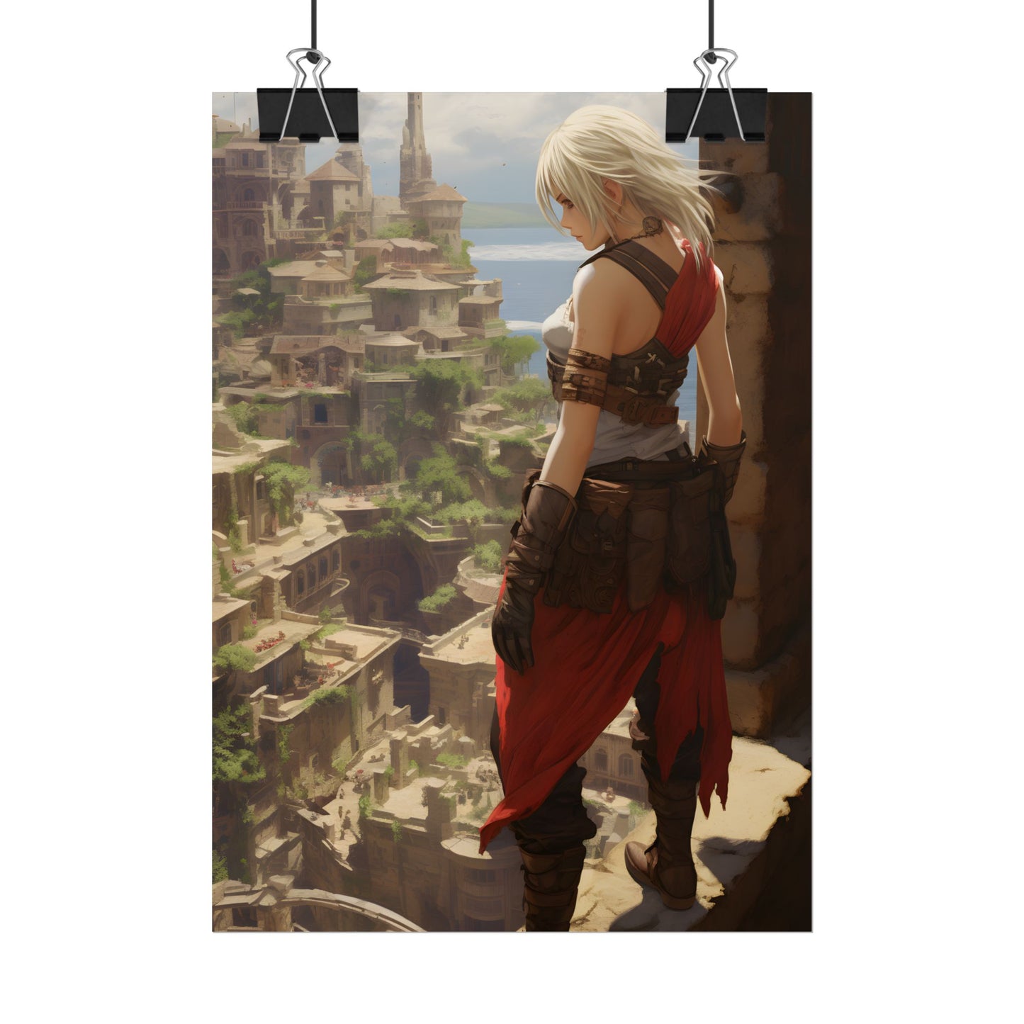 Dramatic Anime Female: Birds Eye View Illustration - Poster