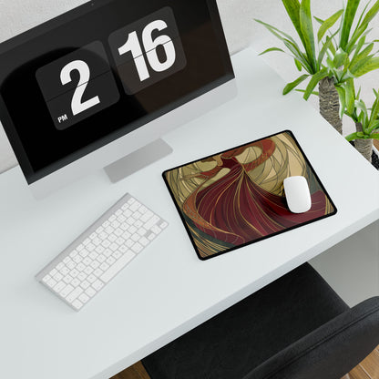 Vintage Art Nouveau Elegance: Black & White Poster - Desk Mat