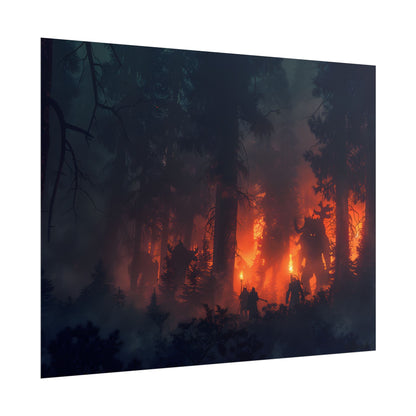 Misty Sunset Gathering: A Group in Nature's Embrace - Poster