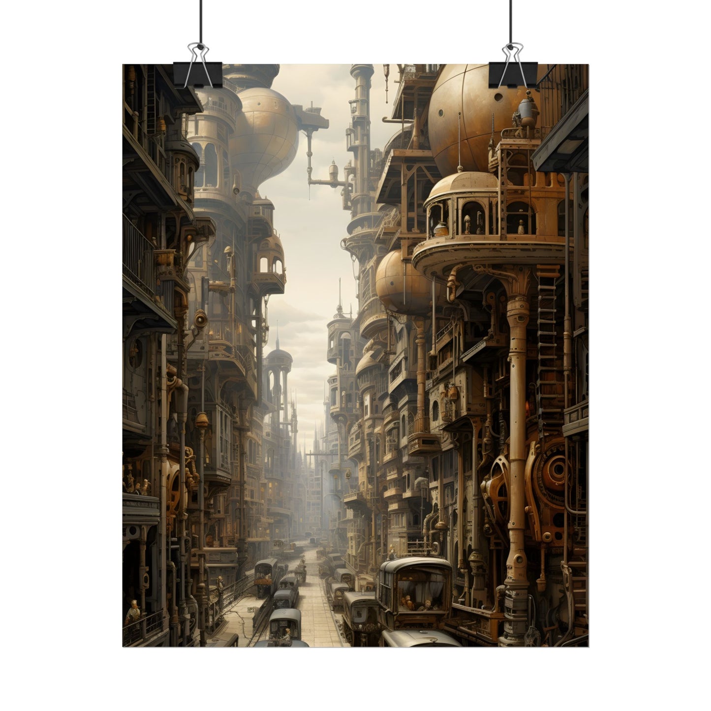 Steampunk Cityscape: A Glimpse into Jules Verne's Paris - Poster