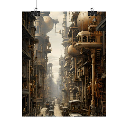 Steampunk Cityscape: A Glimpse into Jules Verne's Paris - Poster