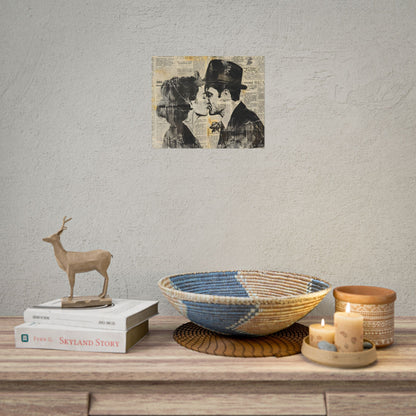 Vintage Romance Couples: Newsprint Artwork - Intimate Moments - Poster