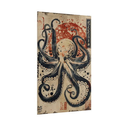 Stylized Octopus: Vibrant Japanese Ukiyo-E Artwork - Poster