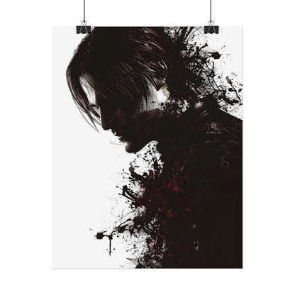 Emerging from Darkness: Blood-Splattered Figure Digital Art - Poster